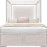 Beige Wood And Upholstery Lighted Upholstered Queen Bed Frame - HomeRoots - Flyclothing LLC