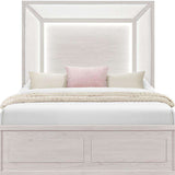 Beige Wood And Upholstery Lighted Upholstered Queen Bed Frame - HomeRoots - Flyclothing LLC