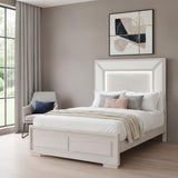 Beige Wood And Upholstery Lighted Upholstered Queen Bed Frame - HomeRoots - Flyclothing LLC