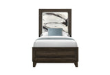 Brown Wood And Upholstery Lighted Upholstered Twin Bed Frame - HomeRoots - Flyclothing LLC