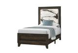 Brown Wood And Upholstery Lighted Upholstered Twin Bed Frame - HomeRoots - Flyclothing LLC