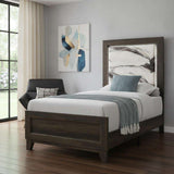 Brown Wood And Upholstery Lighted Upholstered Twin Bed Frame - HomeRoots - Flyclothing LLC