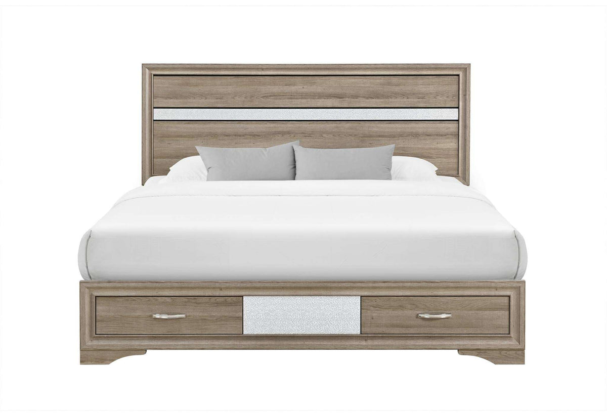 Brown Wood King Bed Frame With Drawers - HomeRoots - Flyclothing LLC
