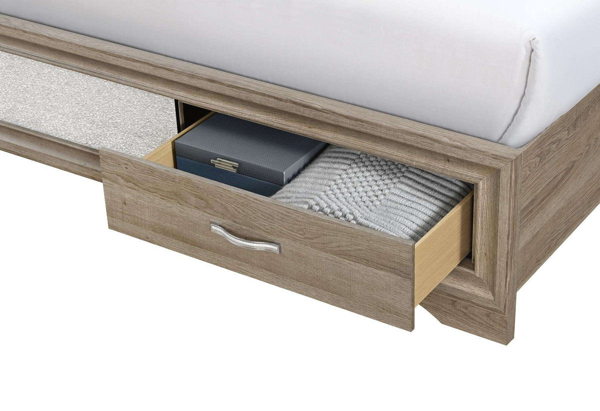 Brown Wood King Bed Frame With Drawers - HomeRoots - Flyclothing LLC