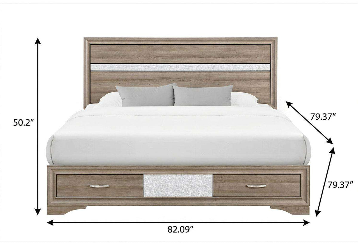 Brown Wood King Bed Frame With Drawers - HomeRoots - Flyclothing LLC