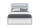White Faux Crystal Bling Wood Lighted Queen Bed Frame - HomeRoots - Flyclothing LLC