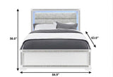 White Faux Crystal Bling Wood Lighted Queen Bed Frame - HomeRoots - Flyclothing LLC
