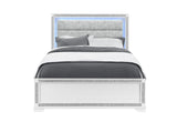 White Faux Crystal Bling Wood Lighted Queen Bed Frame - HomeRoots - Flyclothing LLC