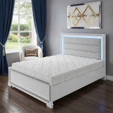 White Faux Crystal Bling Wood Lighted Queen Bed Frame - HomeRoots - Flyclothing LLC