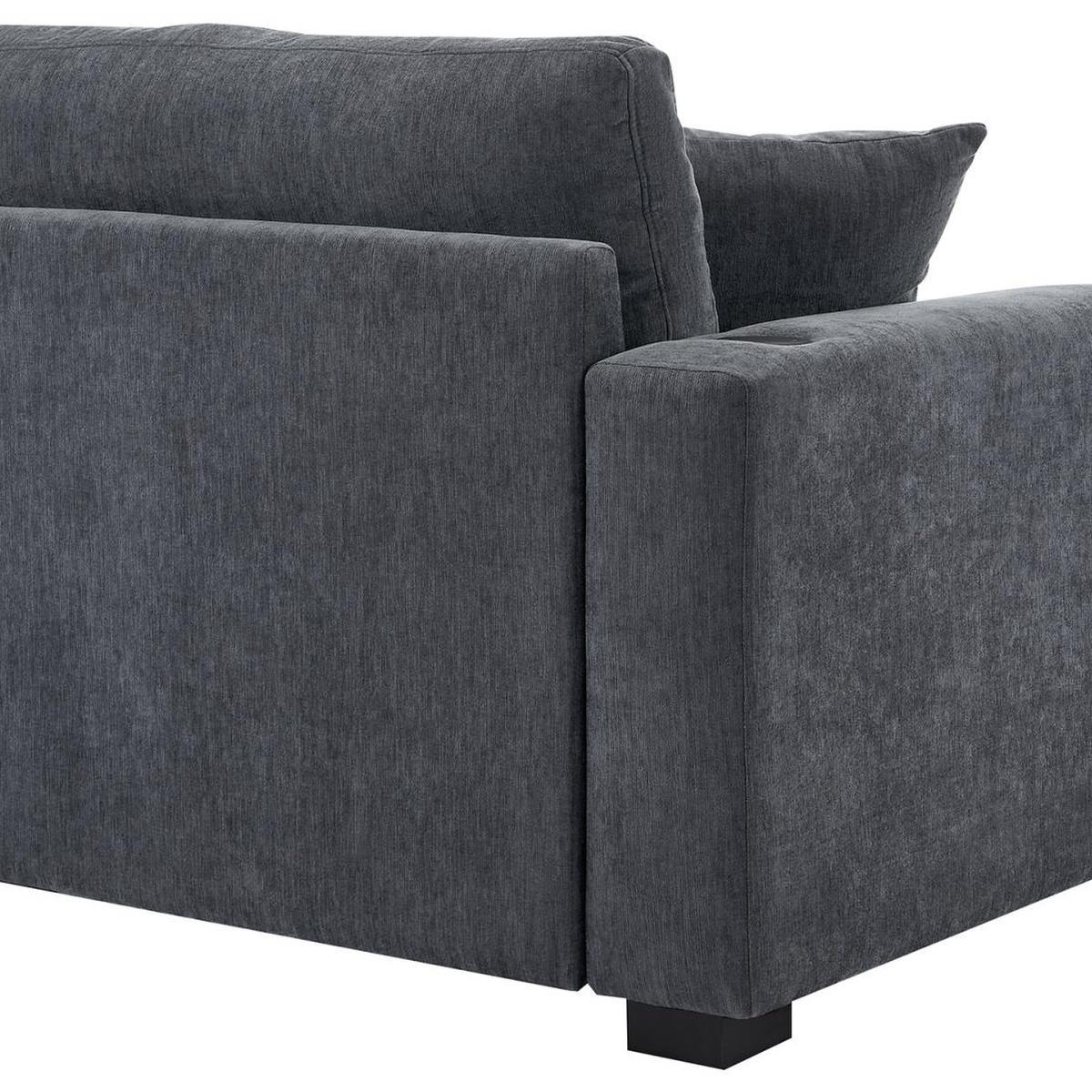 62" Gray Chenille And Solid Wood Chaise Lounge Chair