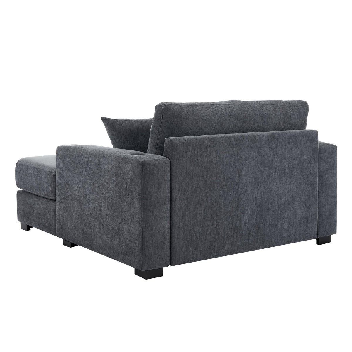 62" Gray Chenille And Solid Wood Chaise Lounge Chair