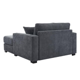 62" Gray Chenille And Solid Wood Chaise Lounge Chair