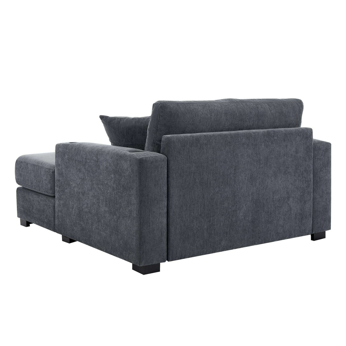 62" Gray Chenille And Solid Wood Chaise Lounge Chair - HomeRoots - Flyclothing LLC