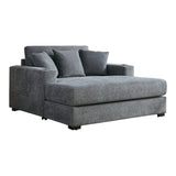 62" Gray Chenille And Solid Wood Chaise Lounge Chair