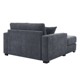 62" Gray Chenille And Solid Wood Chaise Lounge Chair