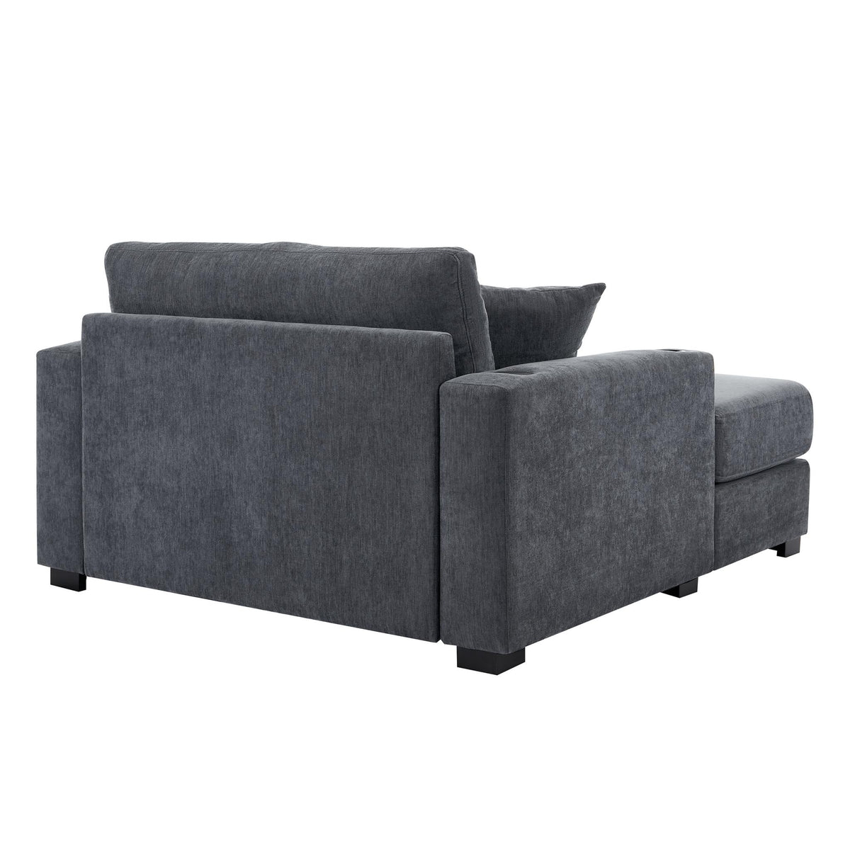 62" Gray Chenille And Solid Wood Chaise Lounge Chair
