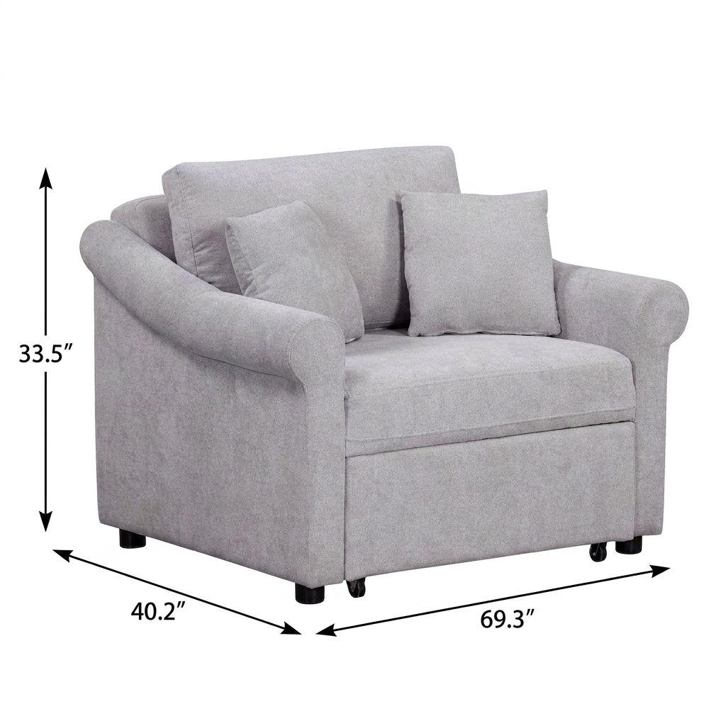 69" Natural Convertible Chair