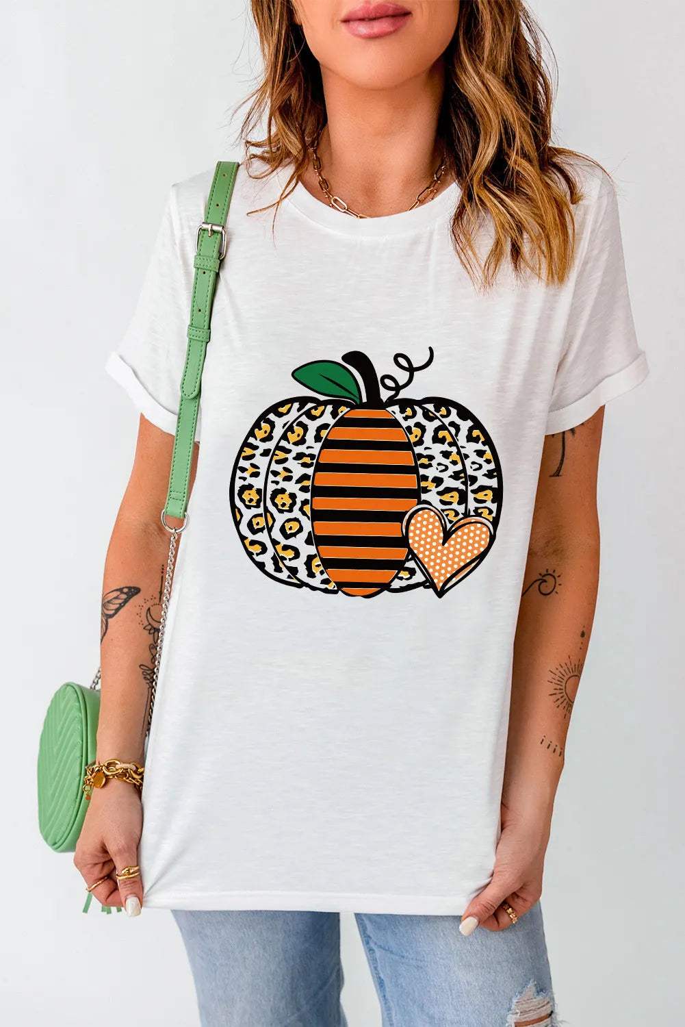 Pumpkin Graphic Round Neck Short Sleeve T-Shirt - Trendsi - Flyclothing LLC