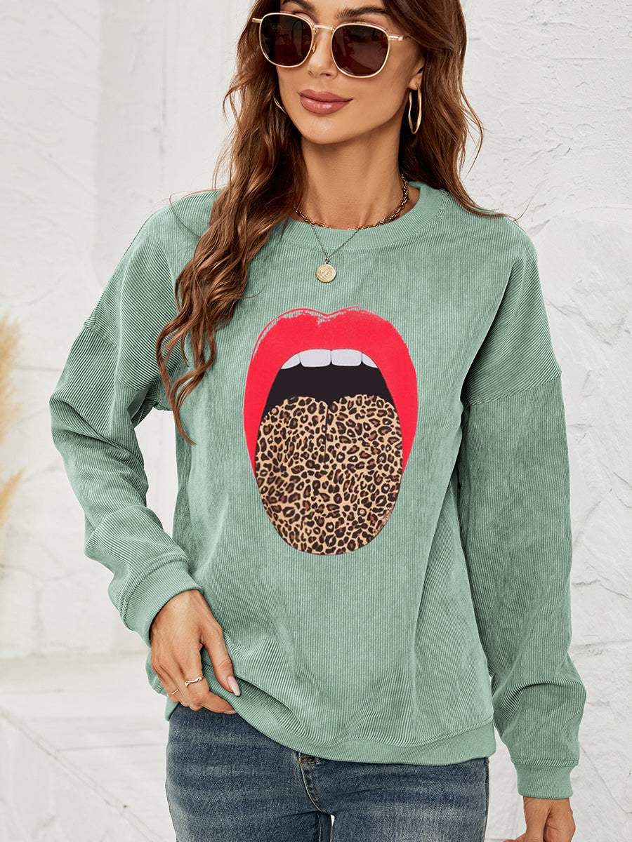 Round Neck Dropped Shoulder MAMA Graphic Sweatshirt - Trendsi - Flyclothing LLC