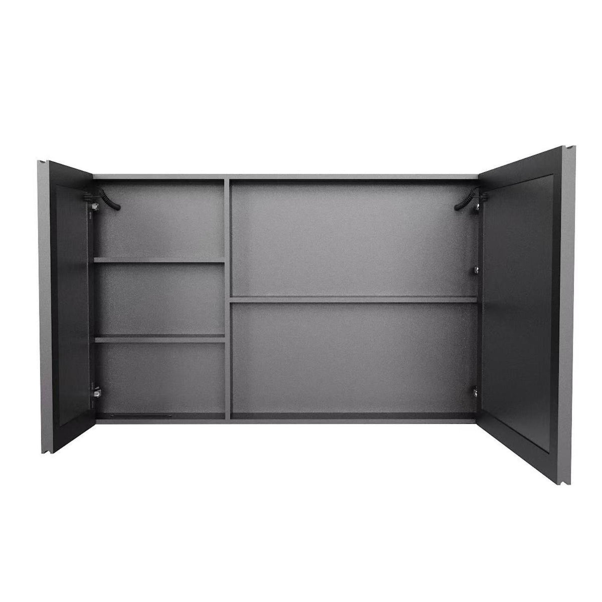 5" Black Glass Wall Mounted No Textural Detailing Double Door Medicine Cabinet - HomeRoots - Flyclothing LLC
