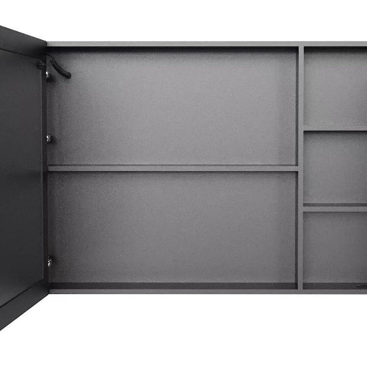 5" Black Glass Wall Mounted No Textural Detailing Double Door Medicine Cabinet - HomeRoots - Flyclothing LLC