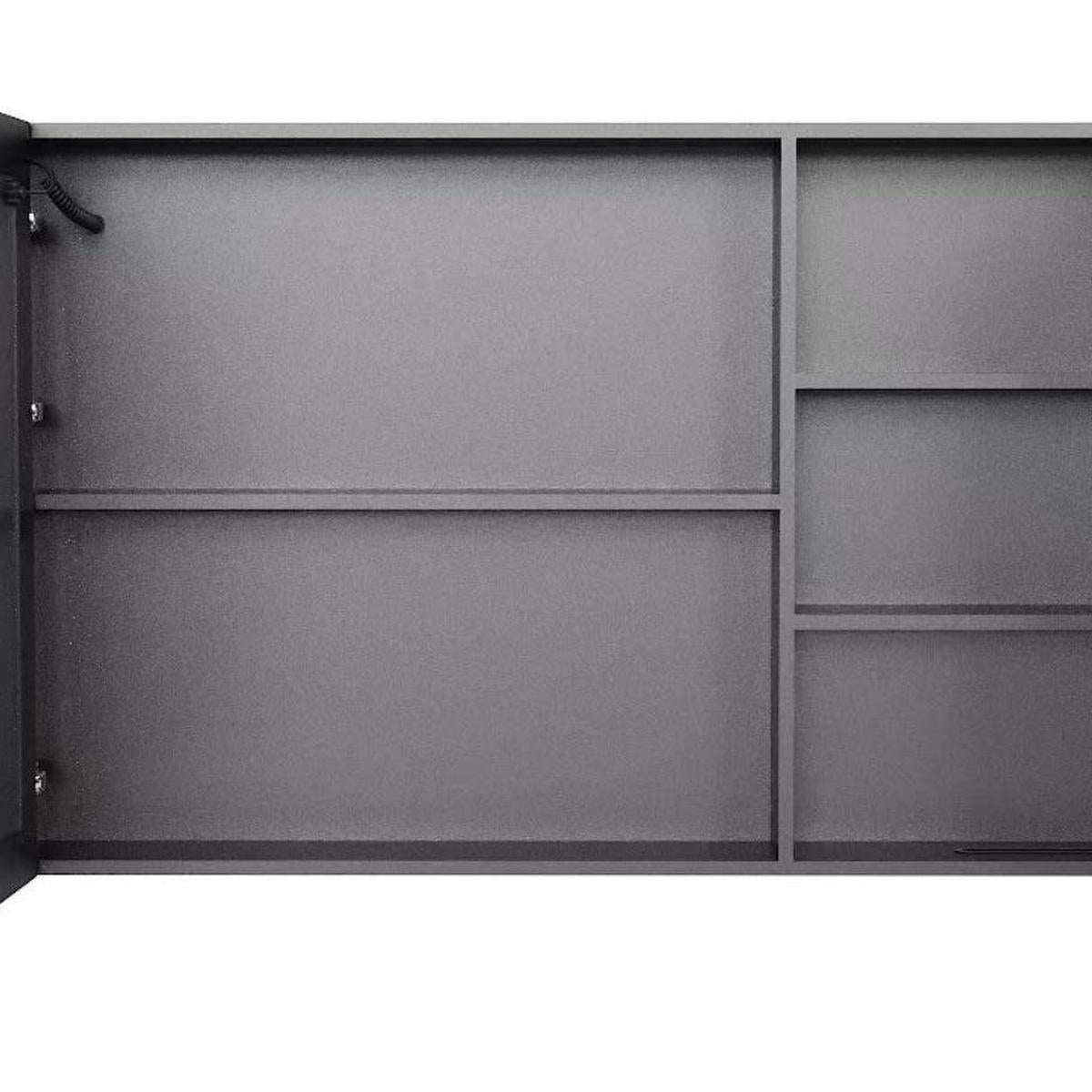 5" Black Glass Wall Mounted No Textural Detailing Double Door Medicine Cabinet - HomeRoots - Flyclothing LLC