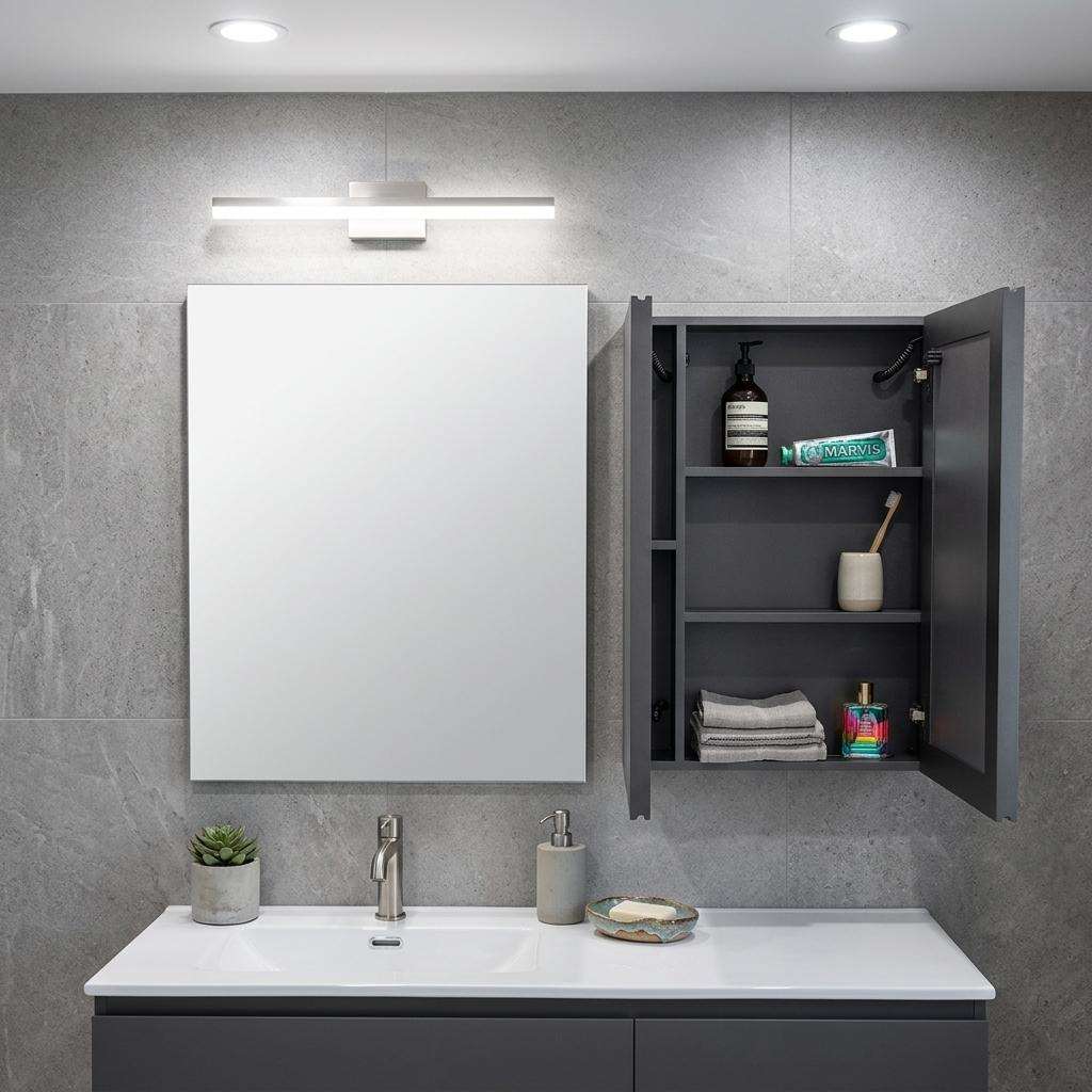 5" Black Glass Wall Mounted No Textural Detailing Double Door Medicine Cabinet - HomeRoots - Flyclothing LLC