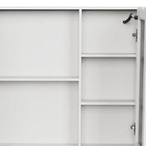 5" White Glass Wall Mounted No Textural Detailing Double Door Medicine Cabinet - HomeRoots - Flyclothing LLC