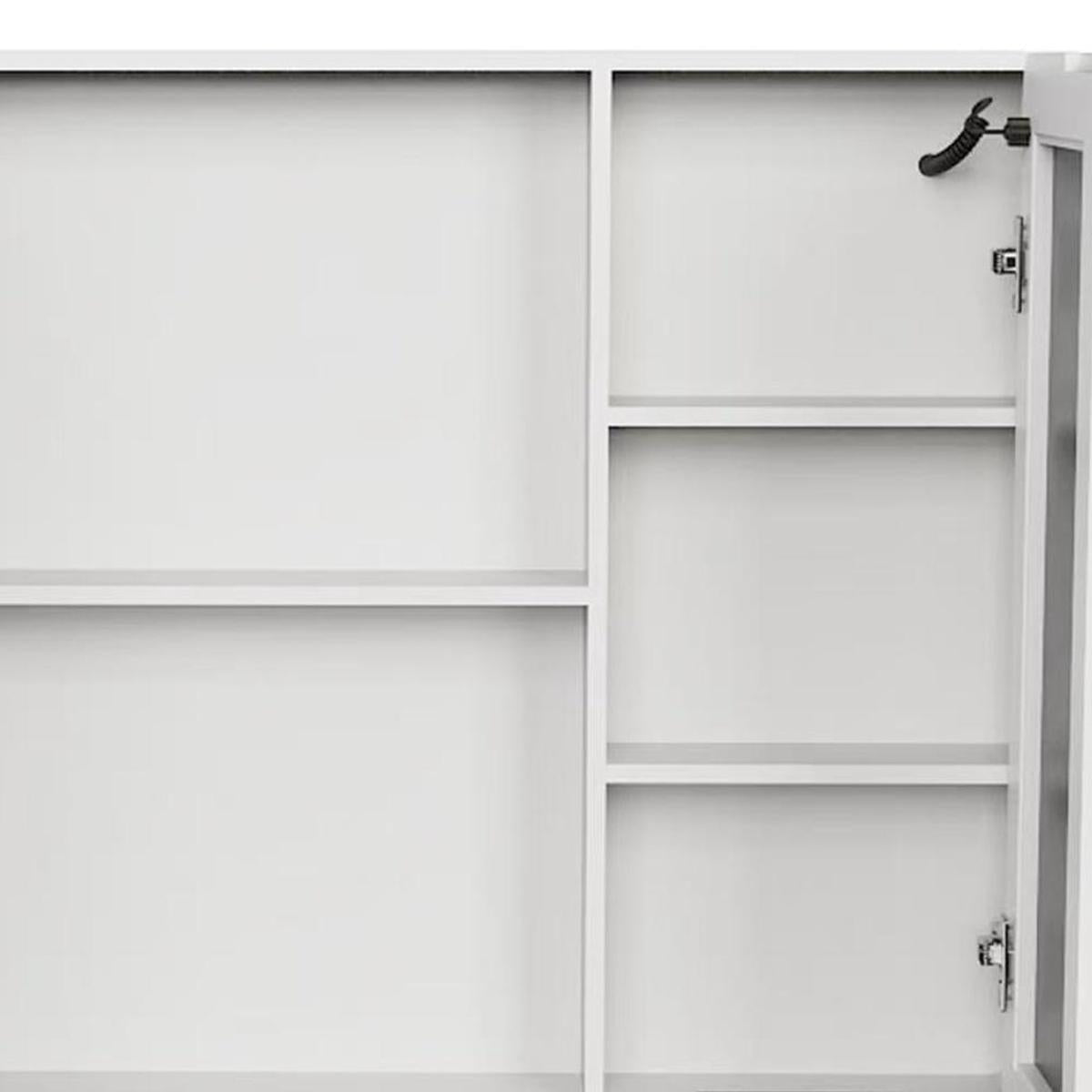 5" White Glass Wall Mounted No Textural Detailing Double Door Medicine Cabinet - HomeRoots - Flyclothing LLC
