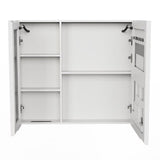 5" White Glass Wall Mounted No Textural Detailing Double Door Medicine Cabinet - HomeRoots - Flyclothing LLC