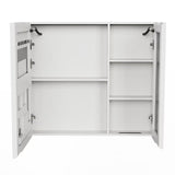 5" White Glass Wall Mounted No Textural Detailing Double Door Medicine Cabinet - HomeRoots - Flyclothing LLC
