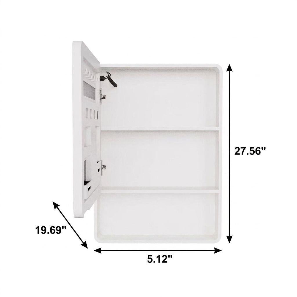 5" White Glass Wall Mounted No Textural Detailing Single Door Medicine Cabinet - HomeRoots - Flyclothing LLC