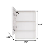 5" White Glass Wall Mounted No Textural Detailing Single Door Medicine Cabinet - HomeRoots - Flyclothing LLC