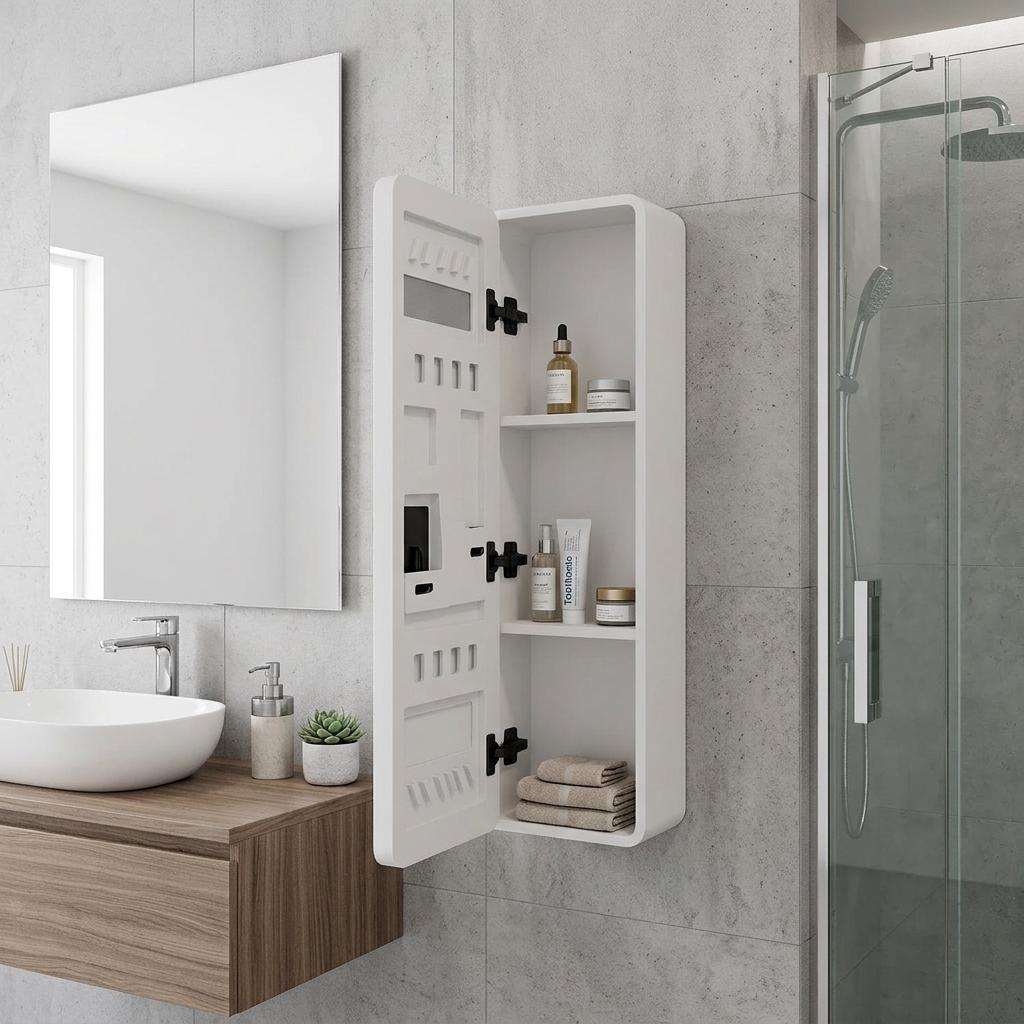 5" White Glass Wall Mounted No Textural Detailing Single Door Medicine Cabinet - HomeRoots - Flyclothing LLC