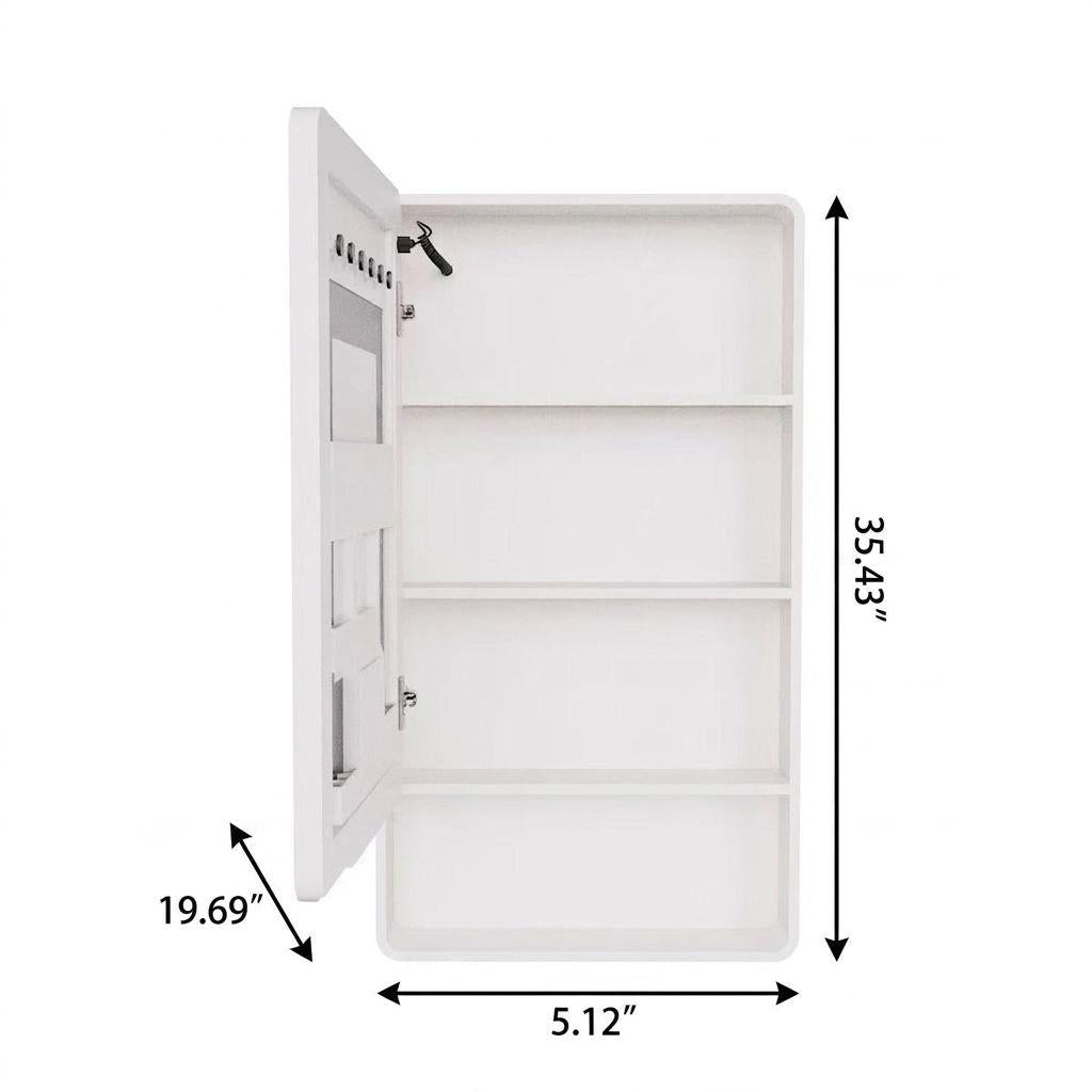 5" White Glass Wall Mounted No Textural Detailing Single Door Medicine Cabinet - HomeRoots - Flyclothing LLC
