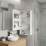 5" White Glass Wall Mounted No Textural Detailing Single Door Medicine Cabinet - HomeRoots - Flyclothing LLC