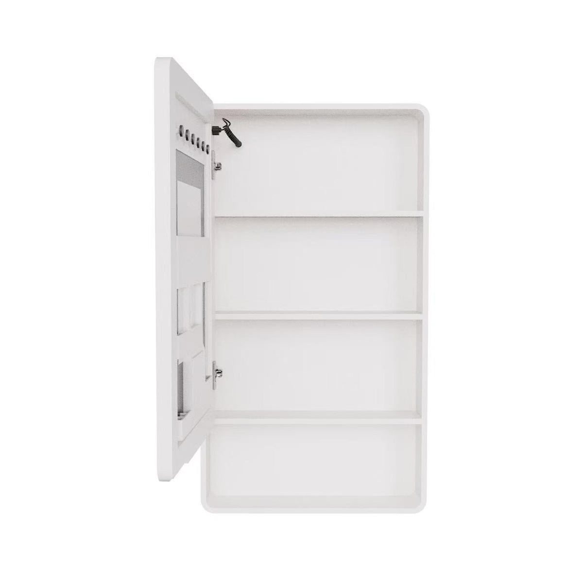 5" White Glass Wall Mounted No Textural Detailing Single Door Medicine Cabinet - HomeRoots - Flyclothing LLC
