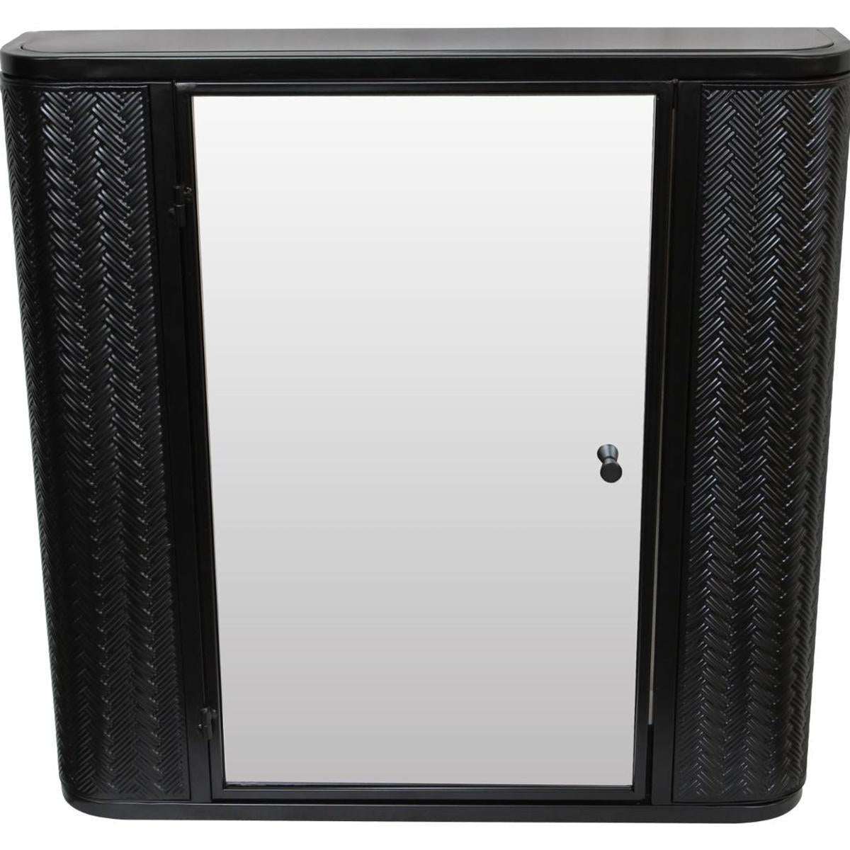 27" Black Steel Wall Mounted No Textural Detailing Single Door Medicine Cabinet - HomeRoots - Flyclothing LLC