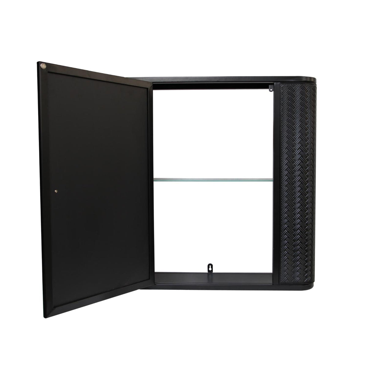 27" Black Steel Wall Mounted No Textural Detailing Single Door Medicine Cabinet - HomeRoots - Flyclothing LLC