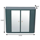 28" Green Steel Wall Mounted No Textural Detailing Double Door Medicine Cabinet - HomeRoots - Flyclothing LLC
