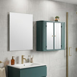 28" Green Steel Wall Mounted No Textural Detailing Double Door Medicine Cabinet - HomeRoots - Flyclothing LLC