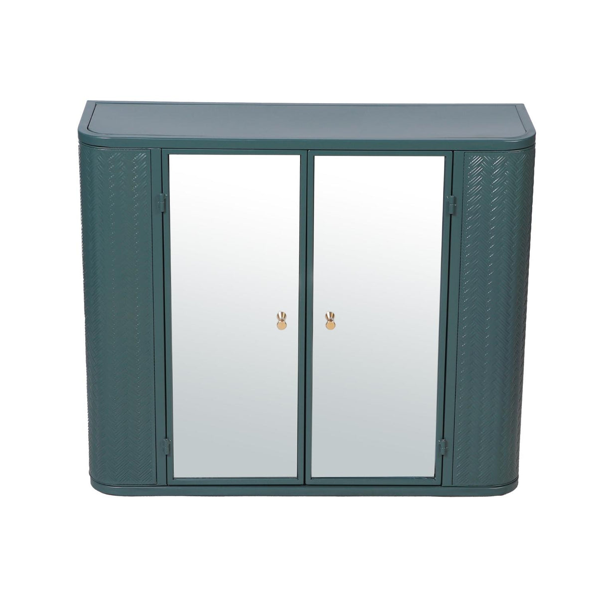28" Green Steel Wall Mounted No Textural Detailing Double Door Medicine Cabinet - HomeRoots - Flyclothing LLC