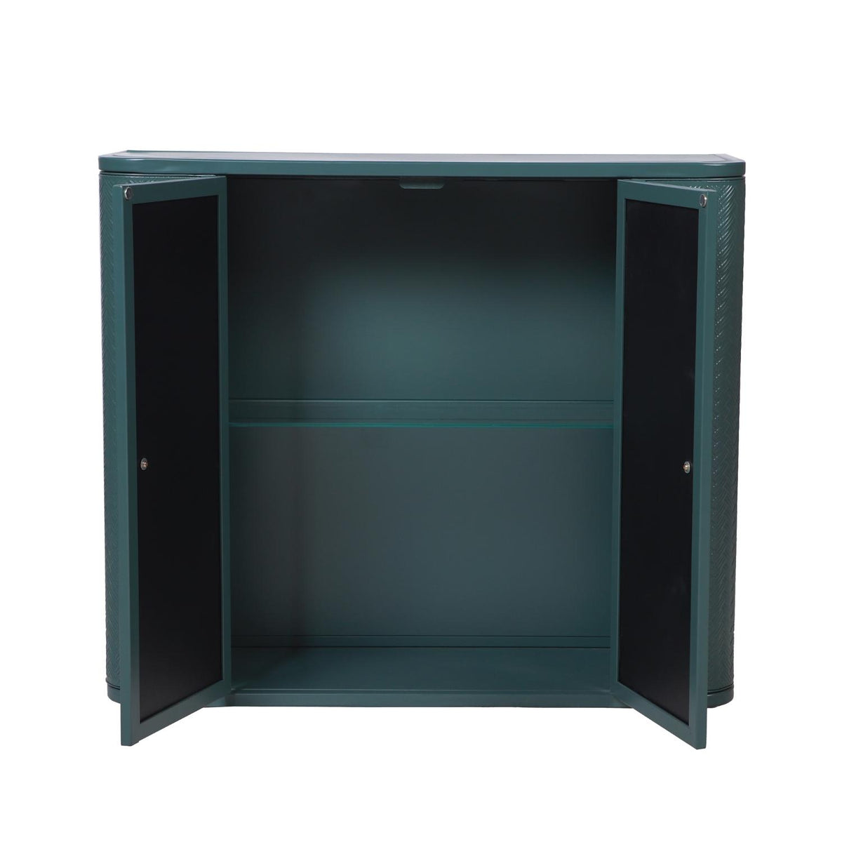 28" Green Steel Wall Mounted No Textural Detailing Double Door Medicine Cabinet - HomeRoots - Flyclothing LLC