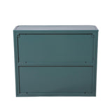 28" Green Steel Wall Mounted No Textural Detailing Double Door Medicine Cabinet - HomeRoots - Flyclothing LLC