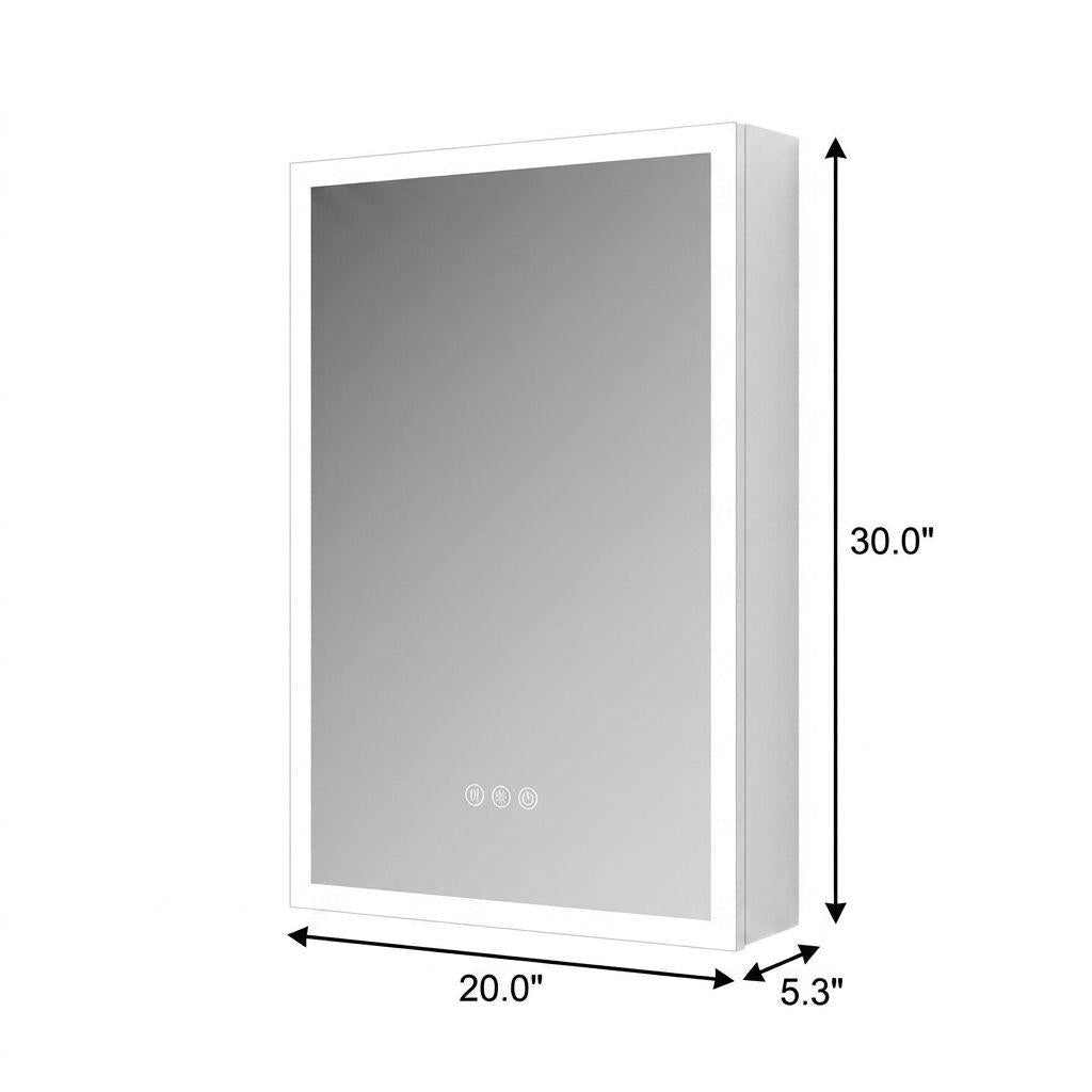 20" Silver Glass Wall Mounted No Textural Detailing Single Door Medicine Cabinet - HomeRoots - Flyclothing LLC
