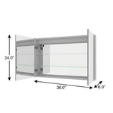 36" Silver Glass Wall Mounted No Textural Detailing Double Door Medicine Cabinet - HomeRoots - Flyclothing LLC