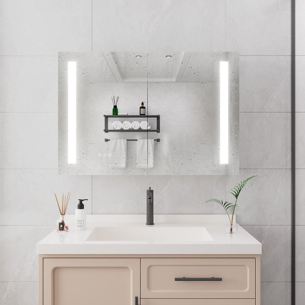 36" Silver Glass Wall Mounted No Textural Detailing Double Door Medicine Cabinet - HomeRoots - Flyclothing LLC