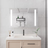 36" Silver Glass Wall Mounted No Textural Detailing Double Door Medicine Cabinet - HomeRoots - Flyclothing LLC