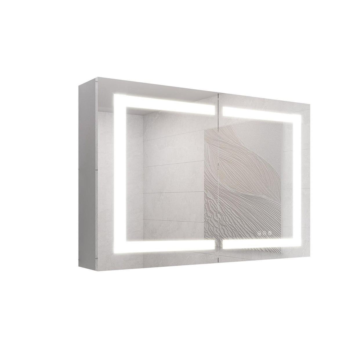 36" Silver Glass Wall Mounted No Textural Detailing Double Door Medicine Cabinet - HomeRoots - Flyclothing LLC
