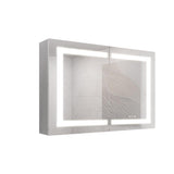36" Silver Glass Wall Mounted No Textural Detailing Double Door Medicine Cabinet - HomeRoots - Flyclothing LLC